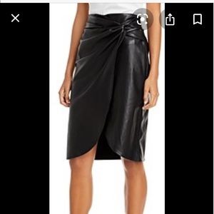 Lucy Paris Faux Wrap Faux Leather Skirt In Black